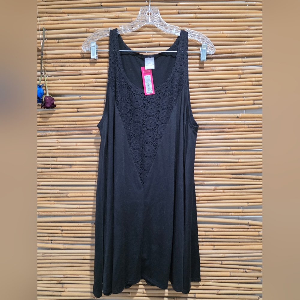 Xhilaration Large New W Tags Black Lace Cotton Swim Bathing Suit Cover Up
